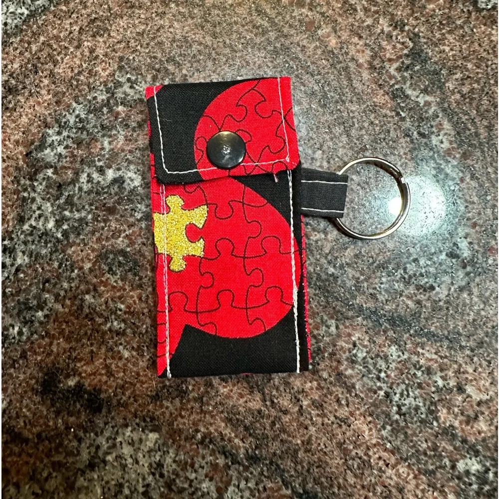 Handmade lip balm holder keychain- Puzzle pieces